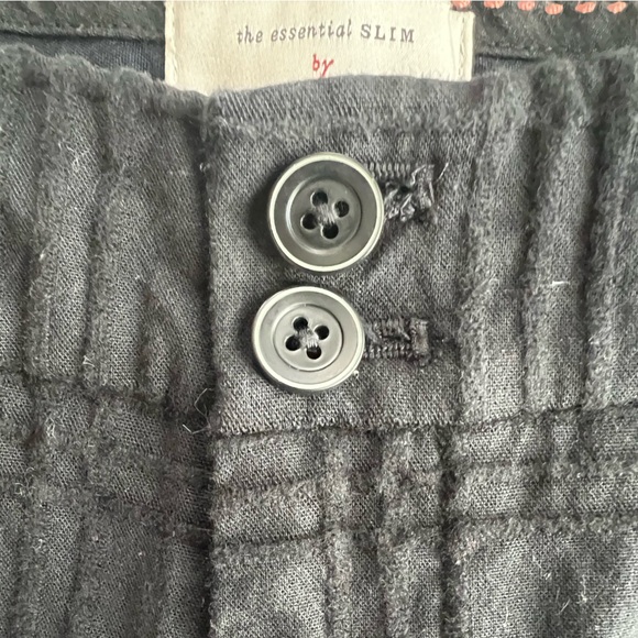 Anthropologie essential slim black pants with a textured plaid pattern size 6 - Picture 4 of 14